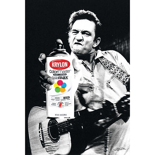 Outlaw Spray Can fine art print by Hung Tran Fine Arts — black-and-white portrait holding a colorful spray can